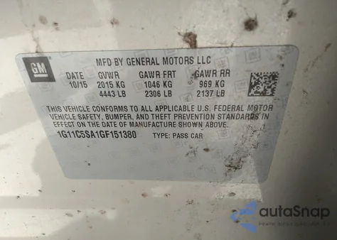 2016 Chevrolet Malibu Limited Lt from USA, damaged, VIN 1G11C5SA1GF151380